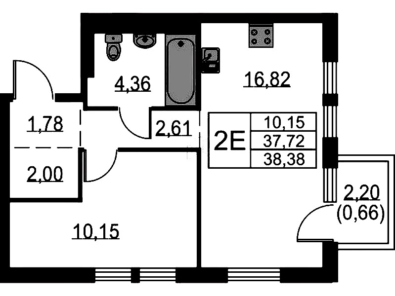 1-комнатная квартира 38.38 м², 6/12 эт., ЖК «Невская Долина»